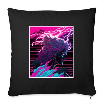 Vaporwave Griechische Mythologie Gott Neon Olymp - Sofakissenbezug 45 x 45 cm - Schwarz - Vorne