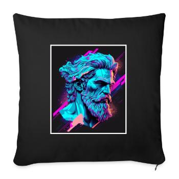 Vaporwave Griechische Mythologie Gott Neon Olymp - Sofakissenbezug 45 x 45 cm - Schwarz - Vorne