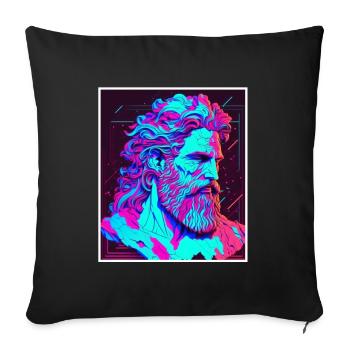 Vaporwave Griechische Mythologie Gott Neon Olymp - Sofakissenbezug 45 x 45 cm - Schwarz - Vorne