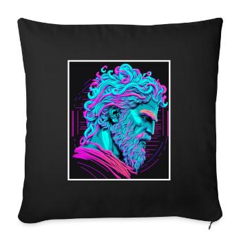 Vaporwave Griechische Mythologie Gott Neon Olymp - Sofakissenbezug 45 x 45 cm - Schwarz - Vorne