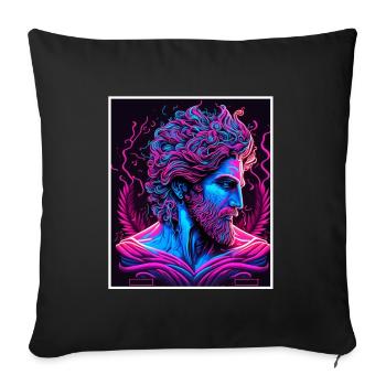 Vaporwave Griechische Mythologie Gott Neon Olymp - Sofakissenbezug 45 x 45 cm - Schwarz - Vorne