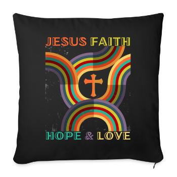 Jesus Christ Saying 70s Flower Power Style - Sofa pillowcase 17,3'' x 17,3'' (45 x 45 cm) - black - Front