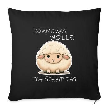 Komme Was Wolle Ich Schaf Das Depression Schäfchen - Sofakissenbezug 45 x 45 cm - Schwarz - Vorne