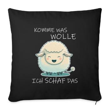 Komme Was Wolle Ich Schaf Das Depression Schäfchen - Sofakissenbezug 45 x 45 cm - Schwarz - Vorne