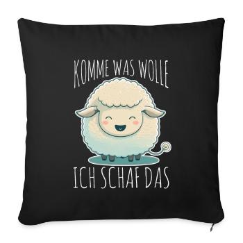 Komme Was Wolle Ich Schaf Das Depression Schäfchen - Sofakissenbezug 45 x 45 cm - Schwarz - Vorne