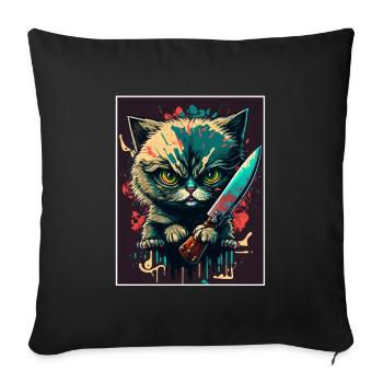 You haven't seen anything Cat Knife Kitten - Sofa pillowcase 17,3'' x 17,3'' (45 x 45 cm) - black - Front