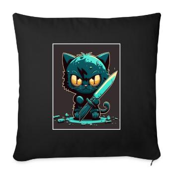 You haven't seen anything Cat Knife Kitten - Sofa pillowcase 17,3'' x 17,3'' (45 x 45 cm) - black - Front