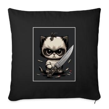 You haven't seen anything Cat Knife Kitten - Sofa pillowcase 17,3'' x 17,3'' (45 x 45 cm) - black - Front