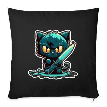 You haven't seen anything Cat Knife Kitten - Sofa pillowcase 17,3'' x 17,3'' (45 x 45 cm) - black - Front
