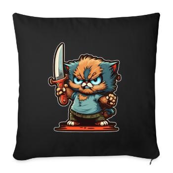 You haven't seen anything Cat Knife Kitten - Sofa pillowcase 17,3'' x 17,3'' (45 x 45 cm) - black - Front