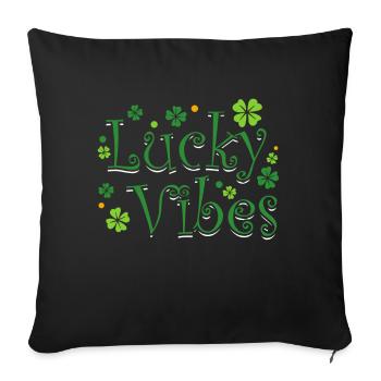 Lucky Vibes Kleeblatt St. Patrick's Day Kleeblatt - Sofakissenbezug 45 x 45 cm - Schwarz - Vorne