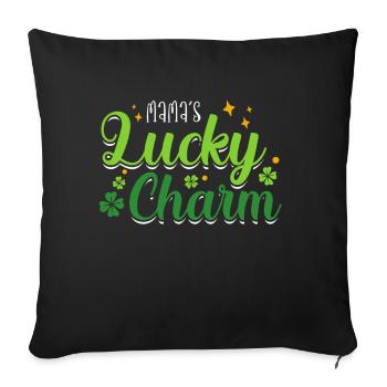 Mama’s Lucky Charm Clover St. Patrick’s Day - Housse de coussin décorative 45 x 45 cm - noir - Devant