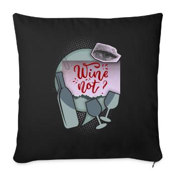 Drôle de dicton pour les buveurs de vin avec bouteille de vin - Housse de coussin décorative 45 x 45 cm - noir - Devant