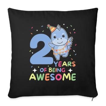 Dino for 2nd birthday children two years old - Sofa pillowcase 17,3'' x 17,3'' (45 x 45 cm) - black - Front