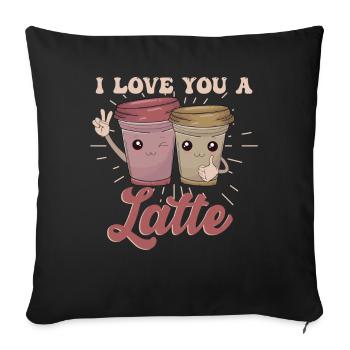 Je t’aime un latte - Housse de coussin décorative 45 x 45 cm - noir - Devant