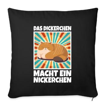 Das Dickerchen macht ein Nickerchen Katze Schlafen - Sofakissenbezug 45 x 45 cm - Schwarz - Vorne