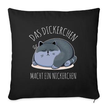 Das Dickerchen macht ein Nickerchen Katze Schlafen - Sofakissenbezug 45 x 45 cm - Schwarz - Vorne