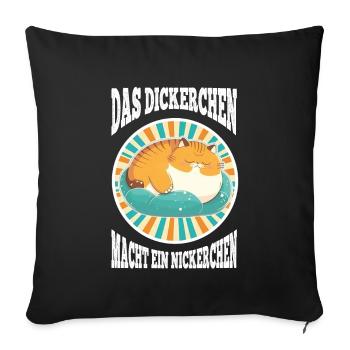 Das Dickerchen macht ein Nickerchen Katze Schlafen - Sofakissenbezug 45 x 45 cm - Schwarz - Vorne