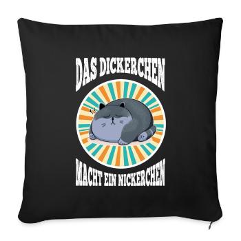 Das Dickerchen macht ein Nickerchen Katze Schlafen - Sofakissenbezug 45 x 45 cm - Schwarz - Vorne