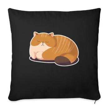 Schlafende dicke Katze Schlafshirt Kuschelshirt - Sofakissenbezug 45 x 45 cm - Schwarz - Vorne