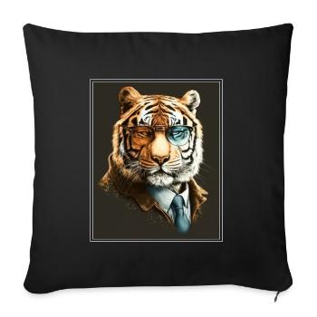 Bengalischer Tiger Katze Boss Chef Raubkatze - Sofakissenbezug 45 x 45 cm - Schwarz - Vorne