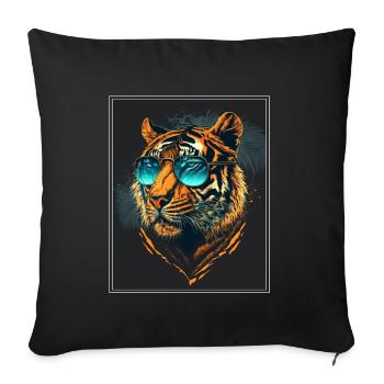 Bengalischer Tiger Katze Boss Chef Raubkatze - Sofakissenbezug 45 x 45 cm - Schwarz - Vorne