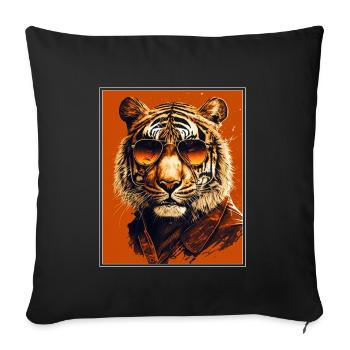 Bengalischer Tiger Katze Boss Chef Raubkatze - Sofakissenbezug 45 x 45 cm - Schwarz - Vorne