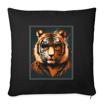 Bengalischer Tiger Katze Boss Chef Raubkatze - Sofakissenbezug 45 x 45 cm - Schwarz - Vorne