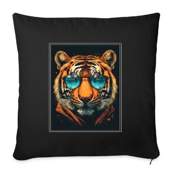 Bengalischer Tiger Katze Boss Chef Raubkatze - Sofakissenbezug 45 x 45 cm - Schwarz - Vorne