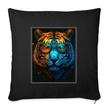 Bengal Tiger Cat Boss Chef Big Cat Neon - Sofa pillowcase 17,3'' x 17,3'' (45 x 45 cm) - black - Front