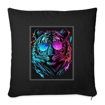 Bengal Tiger Cat Boss Chef Big Cat Neon - Sofa pillowcase 17,3'' x 17,3'' (45 x 45 cm) - black - Front