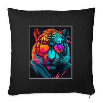 Bengal Tiger Cat Boss Chef Big Cat Neon - Sofa pillowcase 17,3'' x 17,3'' (45 x 45 cm) - black - Front