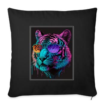 Bengal Tiger Cat Boss Chef Big Cat Neon - Sofa pillowcase 17,3'' x 17,3'' (45 x 45 cm) - black - Front