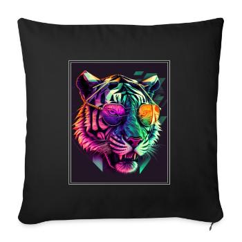Bengal Tiger Cat Polygon Big Cat Neon - Sofa pillowcase 17,3'' x 17,3'' (45 x 45 cm) - black - Front