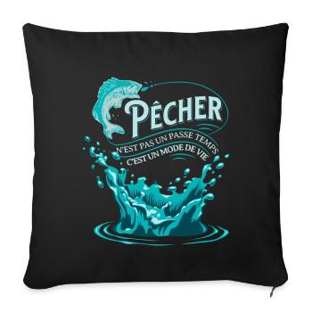 Pêche Cadeau pour Pêcheur Sport Citation Humour - Housse de coussin décorative 45 x 45 cm - noir - Devant