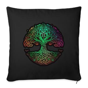 Arbre de vie Vikings celtiques - Housse de coussin décorative 45 x 45 cm - noir - Devant