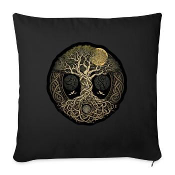 Arbre de vie Vikings celtiques - Housse de coussin décorative 45 x 45 cm - noir - Devant