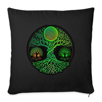 Arbre de vie Vikings celtiques - Housse de coussin décorative 45 x 45 cm - noir - Devant
