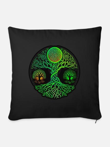 Baum des Lebens Tree of Life Keltisch Wikinger - Sofakissenbezug 45 x 45 cm - Schwarz