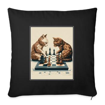 Cats Chess Kitten Chess Player Queen King - Sofa pillowcase 17,3'' x 17,3'' (45 x 45 cm) - black - Front