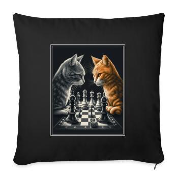 Cats Chess Kitten Chess Player Queen King - Sofa pillowcase 17,3'' x 17,3'' (45 x 45 cm) - black - Front