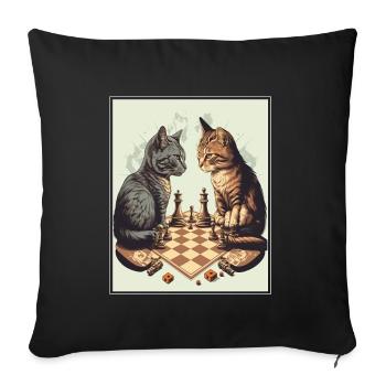 Cats Chess Kitten Chess Player Queen King - Sofa pillowcase 17,3'' x 17,3'' (45 x 45 cm) - black - Front