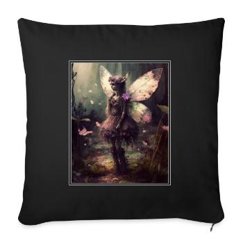 Cottagecore Fairy Fairy Forest Flowers Butterfly - Sofa pillowcase 17,3'' x 17,3'' (45 x 45 cm) - black - Front