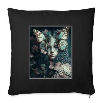 Cottagecore Fairy Fairy Forest Flowers Butterfly - Sofa pillowcase 17,3'' x 17,3'' (45 x 45 cm) - black - Front