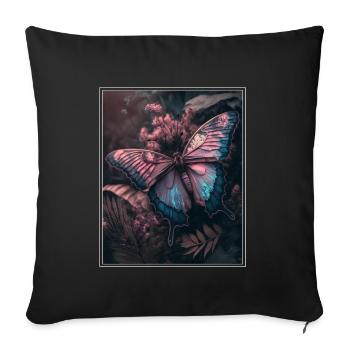 Cottagecore Fairy Fairy Forest Flowers Butterfly - Sofa pillowcase 17,3'' x 17,3'' (45 x 45 cm) - black - Front