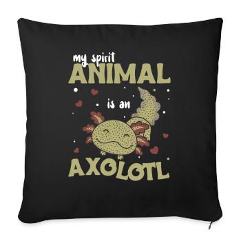 Mon animal spirituel est un axolotl doux axolotl - Housse de coussin décorative 45 x 45 cm - noir - Devant