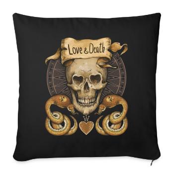 Crâne, serpents, amour et mort, dire - Housse de coussin décorative 45 x 45 cm - noir - Devant