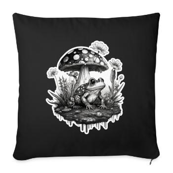 Cottagecore Garden Nature Frog Mushrooms Forest Plant - Sofa pillowcase 17,3'' x 17,3'' (45 x 45 cm) - black - Front