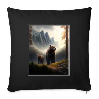 Bear Environment Forest Mountains Environmental protection Species protection - Sofa pillowcase 17,3'' x 17,3'' (45 x 45 cm) - black - Front