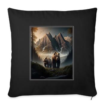 Bear Environment Forest Mountains Environmental protection Species protection - Sofa pillowcase 17,3'' x 17,3'' (45 x 45 cm) - black - Front